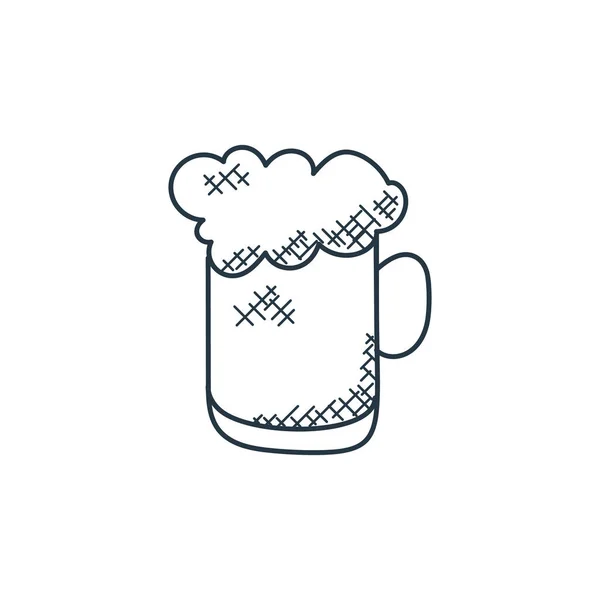 Beer Mug Icon Vector Food Hand Drawn Concept Thin Line — Stock Vector