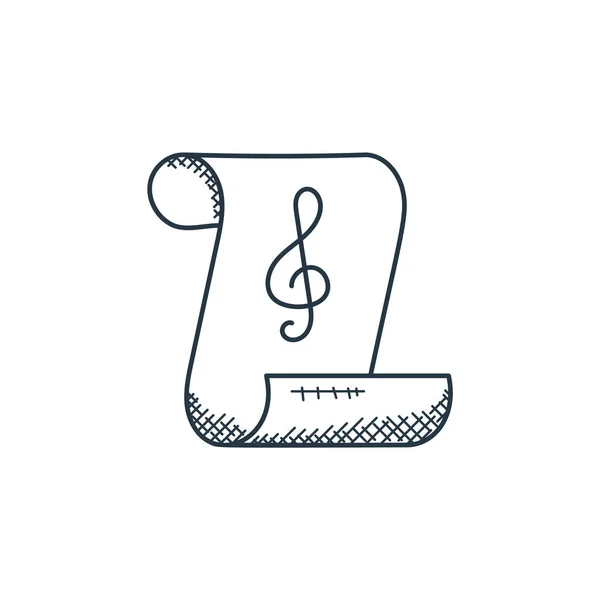 Значок Аркуша Музики Вектор Музичної Концепції Тонка Лінія Ілюстрація Інструменту — стоковий вектор