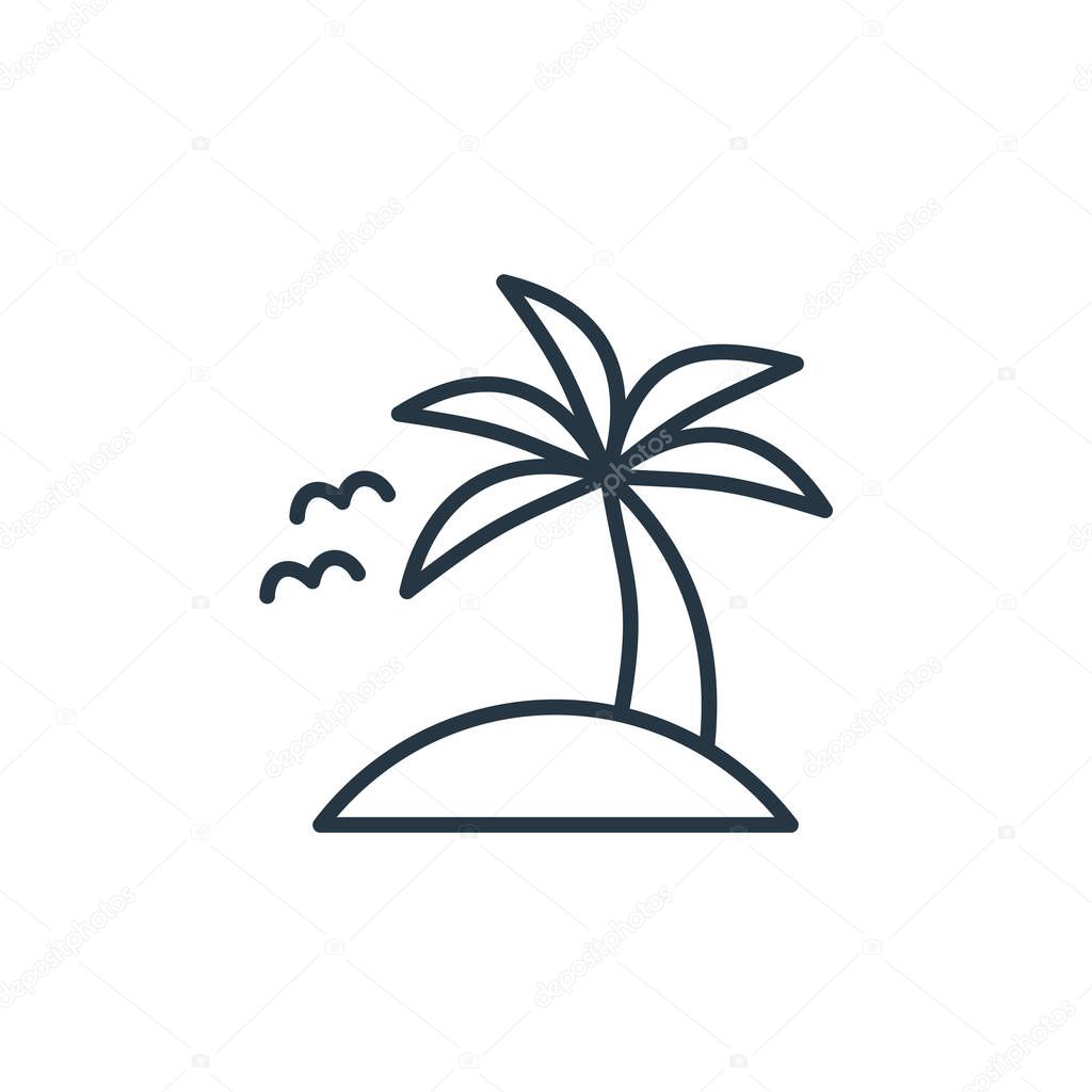 island icon vector from travel concept. Thin line illustration of island editable stroke. island linear sign for use on web and mobile apps, logo, print media.