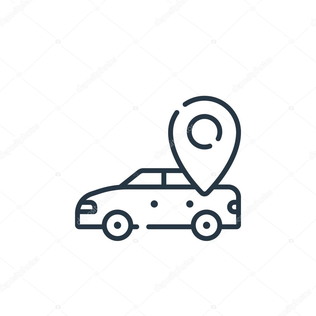 car icon vector from location concept. Thin line illustration of car editable stroke. car linear sign for use on web and mobile apps, logo, print media.