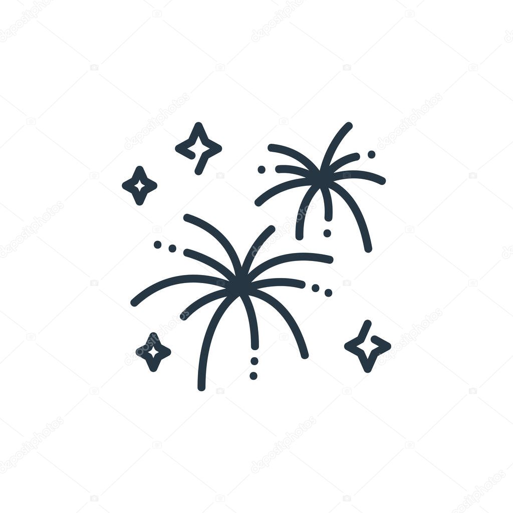 fireworks icon vector from party and celebration concept. Thin line illustration of fireworks editable stroke. fireworks linear sign for use on web and mobile apps, logo, print media.