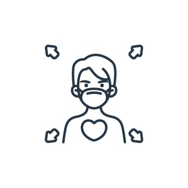 Hava kirliliği kavramından farkındalık simgesi vektörü. Farkındalık vuruşunun ince bir çizgisi. Web ve mobil uygulamalarda kullanım için farkındalık doğrusal işareti, logo, yazdırma ortamı.