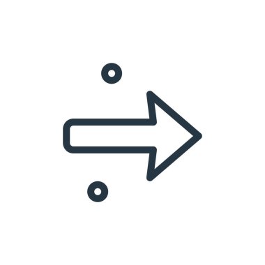 Çeşitli kavramlardan sağ ok simgesi vektörü. Sağ okun düzenlenebilir vuruşunun ince çizgisi. Web ve mobil uygulamalarda kullanmak için sağ ok doğrusal işareti, logo, yazdırma ortamı.