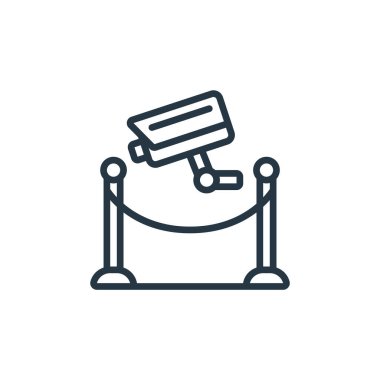 Etkinlik yönetim konseptindeki güvenlik simgesi vektörü. İnce çizgili, düzenlenebilir güvenlik felci çizgisi. Web ve mobil uygulamalarda kullanmak için güvenlik doğrusal işareti, logo, yazdırma ortamı.