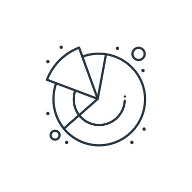 Vergi konseptindeki pasta grafiği ikonu vektörü. Pasta grafiğinin düzenlenebilir darbelerinin ince çizgisi. Web ve mobil uygulamalarda kullanmak için pasta grafiği doğrusal işareti, logo, yazdırma ortamı.