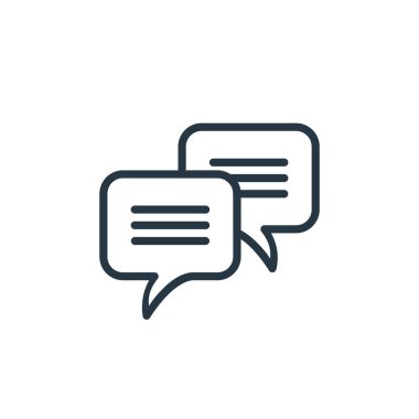 Alışveriş ve ecomerce konseptinden ikon vektörle sohbet etmek. Düzenlenebilir vuruşların ince bir çizgisi. Web ve mobil uygulamalar, logo ve yazdırma ortamlarında kullanım için lineer işaret veriliyor.