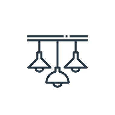 Mobilya konseptinden lamba ikonu vektörü. İnce çizgili lamba dekoltesi. Web ve mobil uygulamalarda kullanmak için lamba doğrusal işareti, logo, yazdırma ortamı.