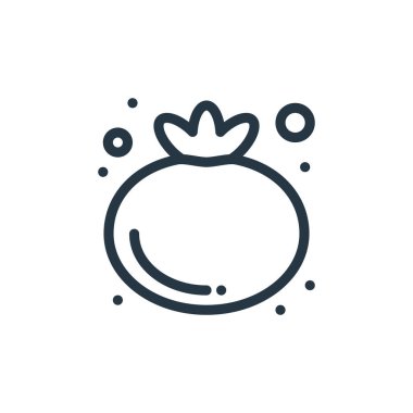 Yemek konseptinden domates ikonu vektörü. Domates kurgulanabilir felcinin ince bir çizgisi. Web ve mobil uygulamalarda kullanmak için domates doğrusal işareti, logo, yazdırma ortamları.