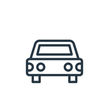 Seyahat konseptinden bir ikon vektörü. Araba düzenlenebilir felcin ince bir çizgisi. Web ve mobil uygulamalarda kullanmak için araba doğrusal işareti, logo, yazdırma ortamı.