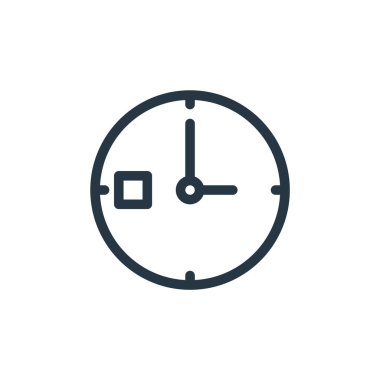 İş konseptindeki saat simgesi vektörü. Saat düzenlenebilir vuruşun ince çizgisi. Web ve mobil uygulamalarda kullanmak için saat doğrusal işareti, logo, yazdırma ortamı.