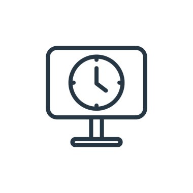 Seo konseptinden zaman simgesi vektörü. Zaman düzenlenebilir felcin ince bir çizgisi. Web ve mobil uygulamalarda kullanmak için zaman doğrusal işareti, logo, yazdırma ortamı.