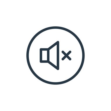 Ortam oynatıcı kavramından simge vektörünü kapat. Dilsiz, düzenlenebilir felcin ince bir çizgisi. Web ve mobil uygulamalarda kullanmak için sessiz doğrusal işaret, logo, yazdırma ortamı.