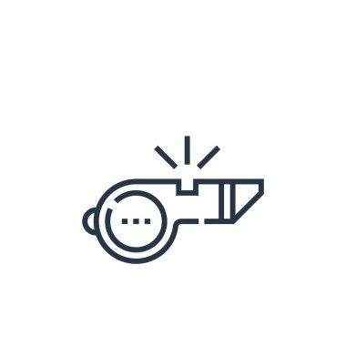 Beyzbol konseptinden bir ikon vektörü. İnce çizgili, düzenlenebilir ıslık sesi çizimi. Web ve mobil uygulamalarda kullanmak için ıslık doğrusal işareti, logo, yazdırma ortamı.