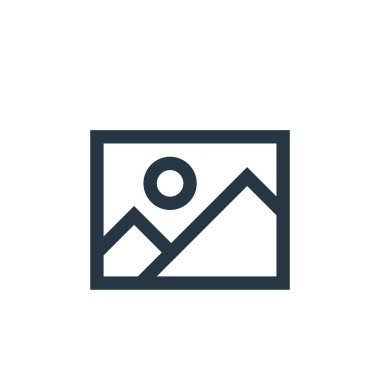 Fotoğraf konseptinden resim dosya ikonu vektörü. Görüntü dosyasının düzenlenebilir vuruşunun ince çizgisi. Web ve mobil uygulamalarda kullanmak için resim dosyası doğrusal işareti, logo, yazdırma ortamı.