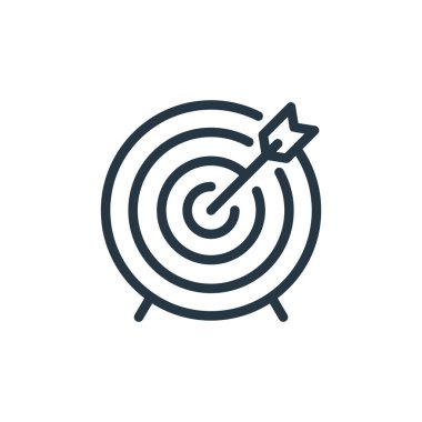 İş konseptindeki hedef ikon vektörü. Düzenlenebilir vuruşun ince çizgisi. Web ve mobil uygulamalarda kullanmak için hedef doğrusal işareti, logo, yazdırma ortamı.