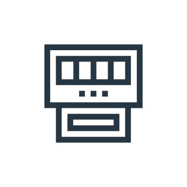 Makine konseptinden simge vektörünü ölç. İnce çizgili düzenlenebilir felç çizgisi. Web ve mobil uygulamalar, logo ve yazdırma ortamlarında kullanmak için doğrusal işaret.