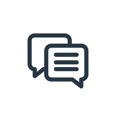 Kullanıcı arayüzü kavramından sohbet simgesi vektörü. Düzenlenebilir konuşmanın ince bir çizgisi. Web ve mobil uygulamalarda kullanmak için sohbet doğrusal işareti, logo, yazdırma ortamı.