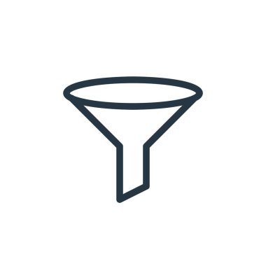 Finans kavramından ikon vektörünü filtrele. İnce çizgili, düzenlenebilir felç çizgisi. Web ve mobil uygulamalarda kullanmak için doğrusal işareti filtrele, logo, yazdırma ortamı.