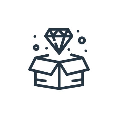 Mücevher konseptinden elmas ikon vektörü. İnce çizgili, düzenlenebilir elmas darbesi. Web ve mobil uygulamalarda kullanmak için elmas doğrusal işaret, logo, yazdırma ortamı.