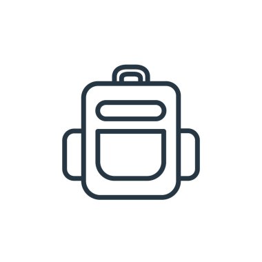 Okul ve eğitim hattı konseptinden çanta ikonu vektörü. Çantanın düzenlenebilir darbesinin ince çizgisi. ağ ve mobil uygulamalarda kullanmak için torba doğrusal işareti, logo, yazdırma ortamı.