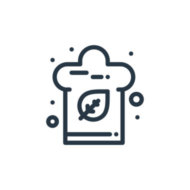 Yemek konseptindeki şef şapka ikonu vektörü. Şef şapka darbesinin ince bir çizgisi. İnternet ve mobil uygulamalar, logo ve yazdırma ortamlarında kullanmak için şef şapka doğrusal işareti.