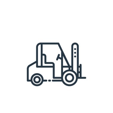 Nakliye lojistik konseptinden forklift ikonu vektörü. Forklift düzenlenebilir felcin ince bir çizgisi. Web ve mobil uygulamalarda kullanmak için forklift doğrusal işareti, logo, yazdırma ortamı.