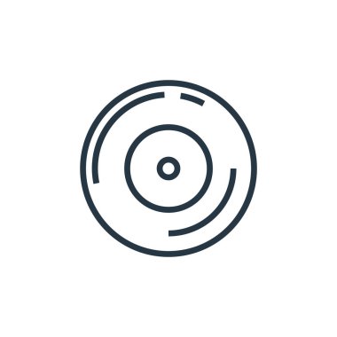 Bilgisayar konseptinden küçük disk simgesi vektörü. Küçük disk düzenlenebilir darbenin ince çizgisi. Web ve mobil uygulamalar, logo ve yazdırma ortamlarında kullanmak için sıkıştırılmış disk doğrusal işareti.