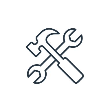 İşçi Bayramı konseptinden İngiliz anahtarı ikonu vektörü. Düzenlenebilir ingiliz anahtarı vuruşunun ince çizgisi. Web ve mobil uygulamalarda kullanmak için ingiliz anahtarı doğrusal işareti, logo, yazdırma ortamı.