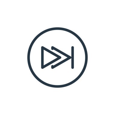 Medya oynatıcı konseptinden son parça simgesi vektörü. Son düzenlenebilir vuruşun ince çizgisi. Web ve mobil uygulamalarda kullanmak için son parça doğrusal işareti, logo, yazdırma ortamı.