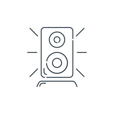 Donanım ve teknoloji kavramından hoparlör ikonu vektörü. Düzenlenebilir inmenin ince çizgisi. Web ve mobil uygulamalarda kullanmak için hoparlör doğrusal işareti, logo, yazdırma ortamı.