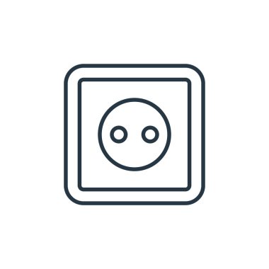 Akıllı kavramlardan elektrik soket ikonu vektörü. İnce çizgili, düzenlenebilir elektrik soketi vuruşu. Web ve mobil uygulamalarda kullanmak için elektrik soketi doğrusal işareti, logo, yazdırma ortamı.