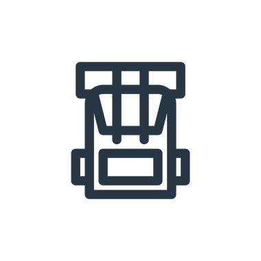 Açık hava konseptinden torba ikon vektörü. Çantanın düzenlenebilir darbesinin ince çizgisi. ağ ve mobil uygulamalarda kullanmak için torba doğrusal işareti, logo, yazdırma ortamı.