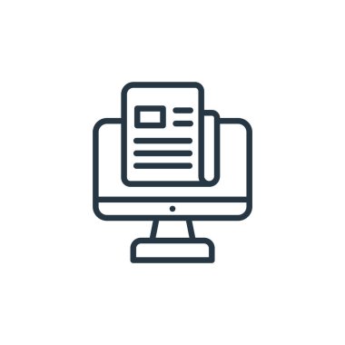 Haber ve günlük konseptindeki gazete ikonu vektörü. İnce çizgili gazete baskısı çizimi. Web ve mobil uygulamalarda kullanmak için gazete doğrusal işareti, logo, yazdırma medyası.