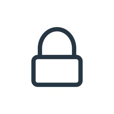 Kullanıcı arayüzü kavramından ikon vektörünü kilitle. Düzenlenebilir kilit vuruşunun ince çizgisi. Web ve mobil uygulamalarda kullanmak için doğrusal işareti kilitle, logo, yazdırma ortamı.