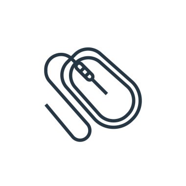 Bilgisayar donanımı kavramından fare simgesi vektörü. Fare inmesinin ince bir çizgisi. Web ve mobil uygulamalarda kullanmak için fare doğrusal işareti, logo, yazdırma ortamı.