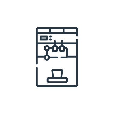 Fast food konseptinden dondurma makinesi ikonu vektörü. Düzenlenebilir dondurma makinesinin ince çizgisi. Web ve mobil uygulamalarda kullanmak için dondurma makinesi doğrusal işareti, logo, yazdırma ortamı.