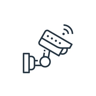 Akıllı ev kavramından CCTV ikon vektörü. Düzenlenebilir inmenin ince bir çizgisi. Web ve mobil uygulamalarda kullanmak için ccTV doğrusal işareti, logo, yazdırma ortamı.