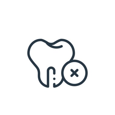 Dişçi konseptinden simge vektörünü kaldır. Düzenlenebilir felcin ince bir çizgisi. Web ve mobil uygulamalarda kullanmak için doğrusal işareti kaldır, logo, yazdırma ortamı.