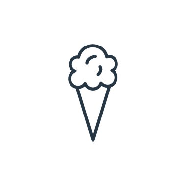 Gıda konseptinden dondurma konisi ikonu vektörü. Düzenlenebilir dondurma külahının ince bir çizgisi. Web ve mobil uygulamalarda kullanmak için dondurma külahı doğrusal işareti, logo, yazdırma ortamı.