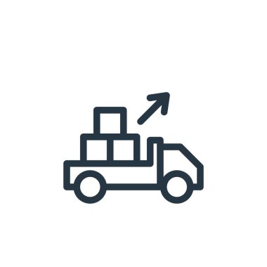 Alışveriş konseptinden kamyon ikonu vektörü. Düzenlenebilir kamyon felcinin ince bir çizgisi. Web ve mobil uygulamalarda kullanmak için kamyon doğrusal işareti, logo, yazdırma ortamı.