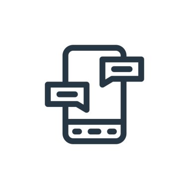 İş idaresi konseptinden mesaj ikonu vektörü. Mesajın düzenlenebilir darbesinin ince çizgisi. Web ve mobil uygulamalarda kullanmak için ileti doğrusal işareti, logo, yazdırma ortamı.