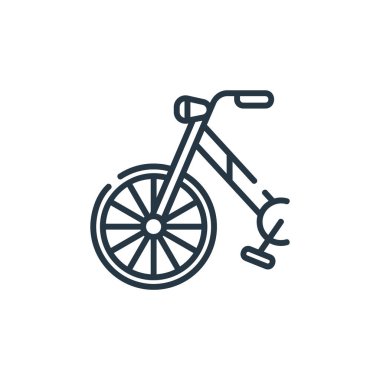 Toplu taşıma konseptinden bisiklet ikonu vektörü. İnce çizgili, düzenlenebilir felç çizgisi. Web ve mobil uygulamalarda kullanmak için motor doğrusal işareti, logo, yazdırma ortamı.