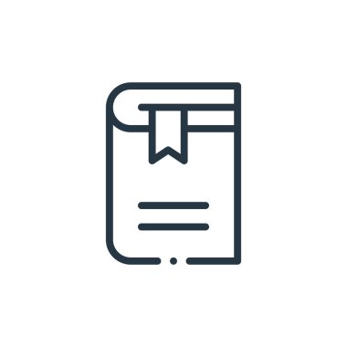 Kitap konseptinden ikon vektörü. Düzenlenebilir kitap vuruşunun ince çizgisi. Web ve mobil uygulamalarda kullanmak için kitap doğrusal işareti, logo, yazdırma ortamı.