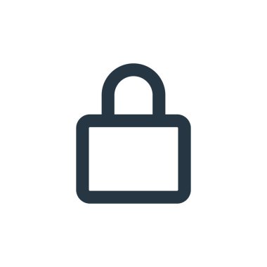 Temel ui kavramından ikon vektörünü kilitle. Düzenlenebilir kilit vuruşunun ince çizgisi. Web ve mobil uygulamalarda kullanmak için doğrusal işareti kilitle, logo, yazdırma ortamı.