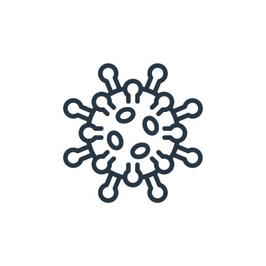 Mikroorganizma konseptinden virüs ikonu vektörü. Virüs geçirmenin ince bir çizgisi. Web ve mobil uygulamalarda kullanmak için virüs doğrusal işareti, logo, yazdırma ortamı.