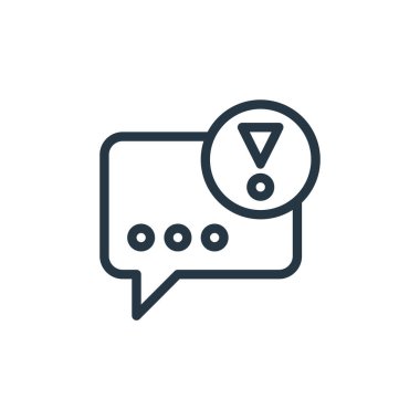 Çevrimiçi iş iletişimi konseptinden konuşma balonu ikonu vektörü. Konuşma baloncuğunun düzenlenebilir vuruşunun ince çizgisi. Web ve mobil uygulamalarda kullanmak için konuşma balonu doğrusal işareti, logo, yazdırma 