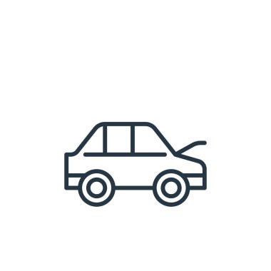 Araba motoru konseptinden kaput ikonu vektörü. Düzenlenebilir kaput vuruşunun ince bir çizgisi. Web ve mobil uygulamalarda kullanmak için başlık doğrusal işareti, logo, yazdırma ortamı.