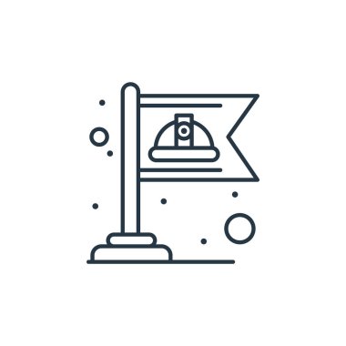 İşçi Bayramı konseptinden bayrak ikonu vektörü. Düzenlenebilir bayrak vuruşunun ince çizgisi. Web ve mobil uygulamalarda kullanım için bayrak doğrusal işareti, logo, yazdırma ortamı.