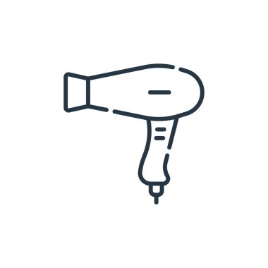 Hijyen rutin konseptinden saç kurutma ikonu vektörü. Düzenlenebilir saç kurutma felcinin ince bir çizgisi. Web ve mobil uygulamalarda kullanmak için saç kurutma makinesi doğrusal işareti, logo, yazdırma ortamı.