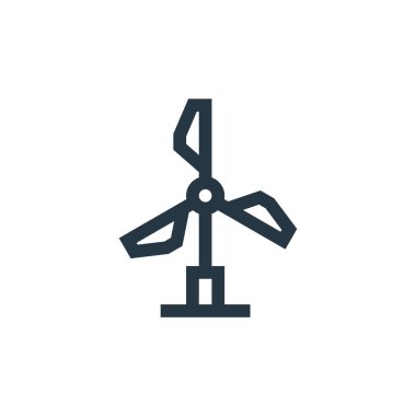 Kablosuz teknoloji kavramından rüzgar enerjisi ikonu vektörü. Rüzgâr enerjisi düzenlenebilir vuruşunun ince çizgisi. Web ve mobil uygulamalarda kullanmak için rüzgar enerjisi doğrusal işareti, logo, yazdırma ortamı.